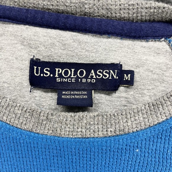 US Polo Assn‎ Sweater Mens Size M Blue Gray Pullover Crew-Neck Knit long sleeve - Picture 7 of 12
